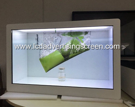 Transparent LCD Glass Showcase Refrigerator White Show Case Display 4K Full HD