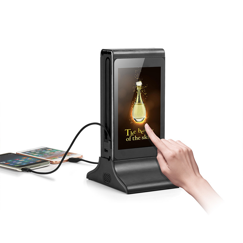 Android 9.0 Desktop LCD Advertising Screen With Cell Phone Charger