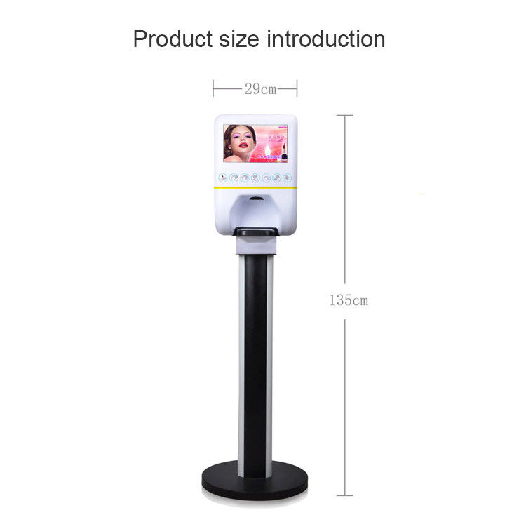 Standing Plastic Android Advertising Screen Non Contact Automatic Spray Hand Wash Advertising Kiosk